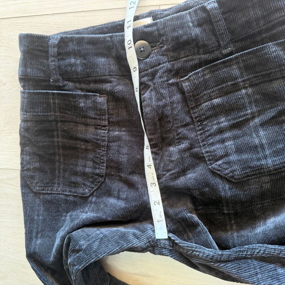 Maeve The Colette Cropped Wide-Leg Pants Plaid Corduroy Edition Black Size 27P - Picture 5 of 10